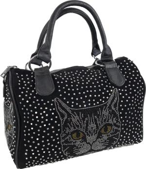 Einkaufszauber Handtasche Handtasche Katze Bowlingbag Strass,