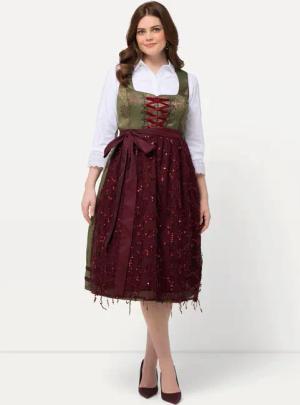 Ulla Popken Dirndl Dirndl Ornamente Carree-Ausschnitt