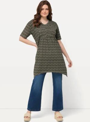 Ulla Popken Longshirt Longshirt A-Linie V-Ausschnitt
