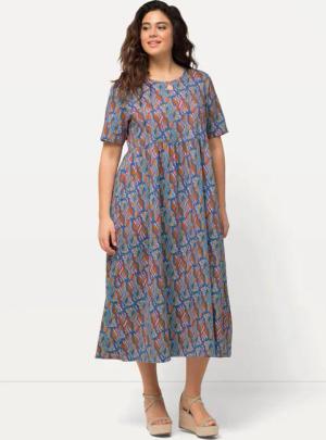 Ulla Popken Maxikleid Jersey-Maxikleid A-Linie Rundhals