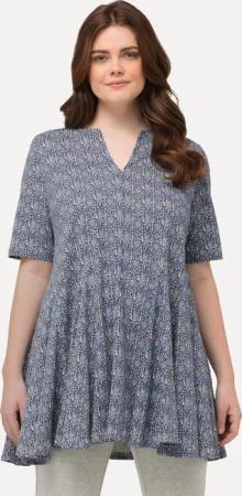 Ulla Popken Longshirt Longshirt Godetfalten Tunika-Ausschnitt