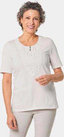 GOLDNER T-Shirt Rundhalsshirt mit Häkelspitze