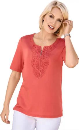 GOLDNER T-Shirt Rundhalsshirt mit Häkelspitze