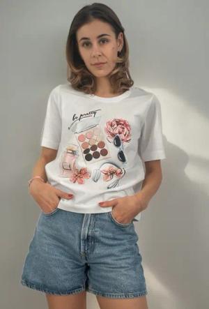 Zuckerwatte Print-Shirt Boyfriendstyle aus 100% Baumwolle