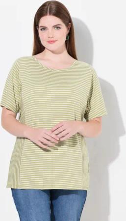 Ulla Popken T-Shirt T-Shirt Streifenmix Rundhals