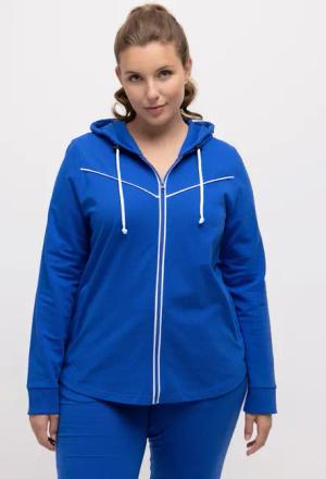 Ulla Popken Sweatjacke Sweatjacke Piping Kapuze