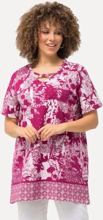 Ulla Popken Longshirt T-Shirt Patchdruck Zierbänder
