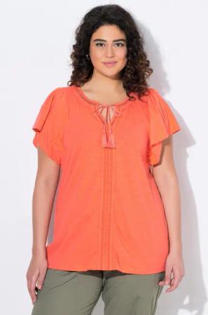 Ulla Popken T-Shirt T-Shirt Zierlitze Tunika-Ausschnitt
