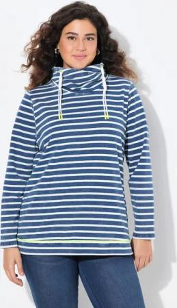 Ulla Popken Sweatshirt Sweatshirt Ringel Neondetails