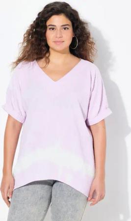 Ulla Popken Druckbluse Musselin-Blusenshirt Oversized V-Ausschnitt