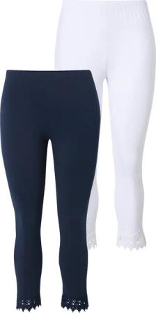 Ulla Popken Leggings 7/8-Leggings 2er-Pack Spitzensaum