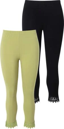 Ulla Popken Leggings 7/8-Leggings 2er-Pack Spitzensaum