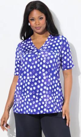 Ulla Popken T-Shirt Slinky-Shirt Tupfen Zierfalte