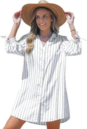 Cupshe Blusentop Gestreiftes Button Down Hemd