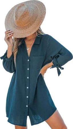 Cupshe Blusenkleid Krawattenbluse mit Knopfmanschette