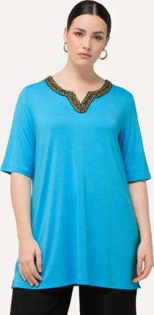 Ulla Popken T-Shirt Shirt-Tunika Stickerei Tunika-Ausschnitt