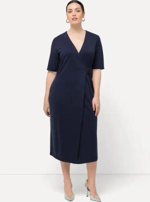 Ulla Popken Midikleid Midikleid Wickeloptik V-Ausschnitt