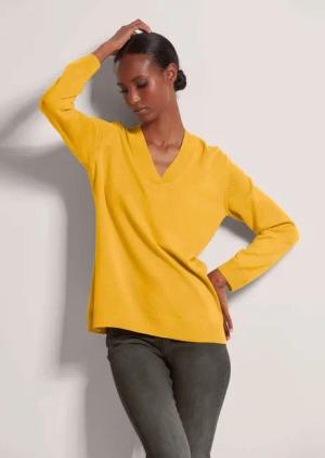 MADELEINE Strickpullover Glattstrick-Pullover mit V-Ausschnitt