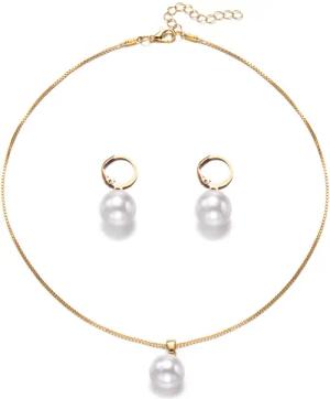 KARMA Schmuckset Damen Perlen Gold Halskette