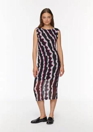 s.Oliver Maxikleid Gemustertes Mesh-Kleid mit seitlicher