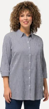 Ulla Popken Hemdbluse Bubble-Bluse Streifen Hemdkragen
