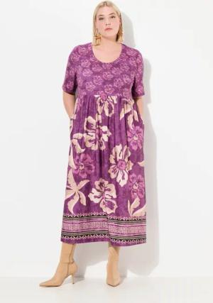 Ulla Popken Maxikleid Jerseykleid A-Linie floraler