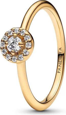 Pandora Solitärring Runder Pavé Heiligenschein Goldfarben