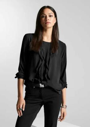 MADELEINE Langarmbluse Leichte Rundhals-Bluse
