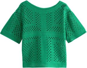 Next Kurzarmpullover T-Shirt mit gehäkeltem Ausschnitt