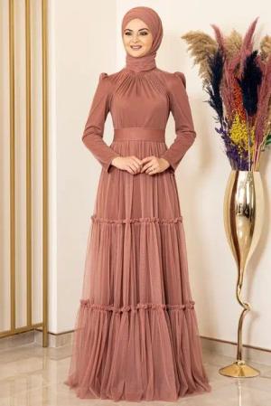 Modavitrini Abendkleid Tüllkleid mit Rüschenrock Hijab
