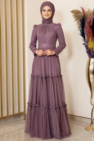 Modavitrini Abendkleid Tüllkleid mit Rüschenrock Hijab