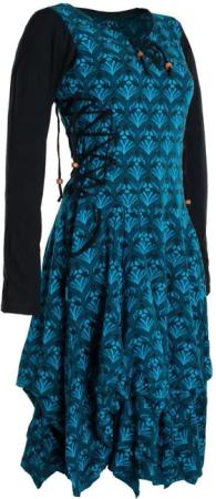 Vishes Jerseykleid Jersey-Kleid Blumenkleid Schnürung V-Ausschnitt