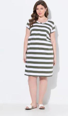Ulla Popken Jerseykleid Bellieva-Jerseykleid Raffung Halbarm