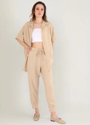 fashionshowcase Schlupfhose Damen Hose Leinenoptik im