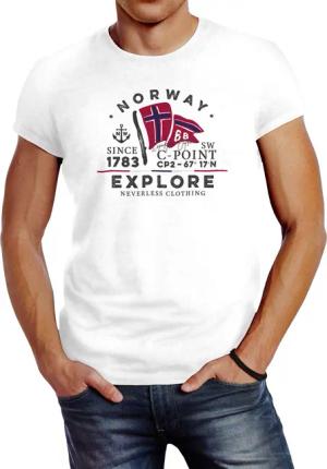 Neverless Print-Shirt Herren T-Shirt Norway Explore