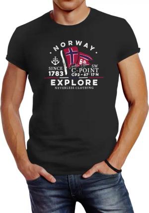 Neverless Print-Shirt Herren T-Shirt Norway Explore