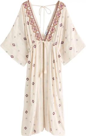 Next Strandkleid Kimono in Maxilänge mit