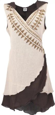 Guru-Shop Longbluse Natürliche Wickeltunika mit handgefertigtem..