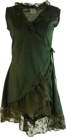 Guru-Shop Longbluse Wickeltunika mit Spitze -