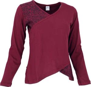 Guru-Shop Longsleeve Langarmshirt Boho-chic - weinrot