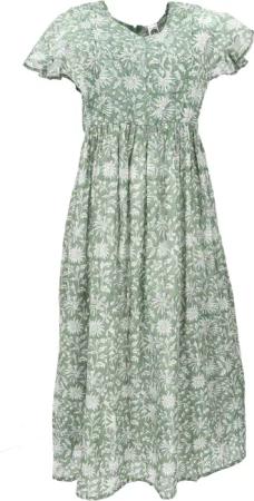 Guru-Shop Midikleid Luftiges Boho Sommerkleid, handbedrucktes..