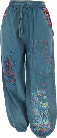Guru-Shop Relaxhose Weite Pluderhose mit breitem