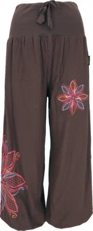 Guru-Shop Relaxhose Weite Pluderhose mit breitem