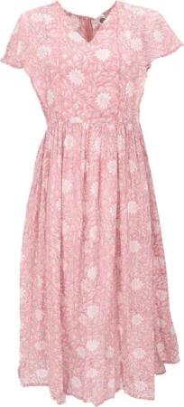 Guru-Shop Midikleid Luftiges Boho Sommerkleid, handbedrucktes..