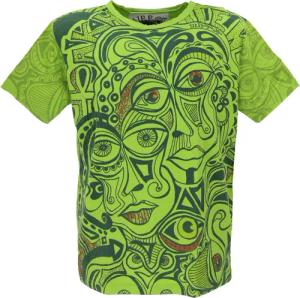Guru-Shop T-Shirt Mirror T-Shirt - Faces/grün
