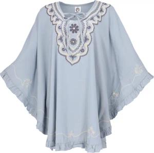 Guru-Shop Longbluse Bestickter Hippie Poncho, Tunika,