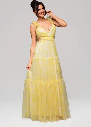 OMBRE Abendkleid Langes Chiffonkleid mit floralen