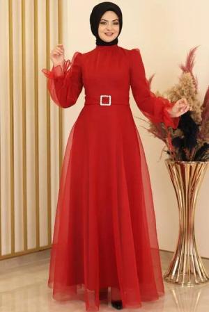 Modavitrini Abendkleid Damen Kleid langärmliges Maxikleid