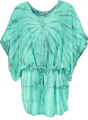 Guru-Shop Longbluse Batiktunika mit Gürtelband, Maxitunika,..