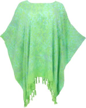 Guru-Shop Longbluse Poncho, Tunika, Strandkleid, Batik